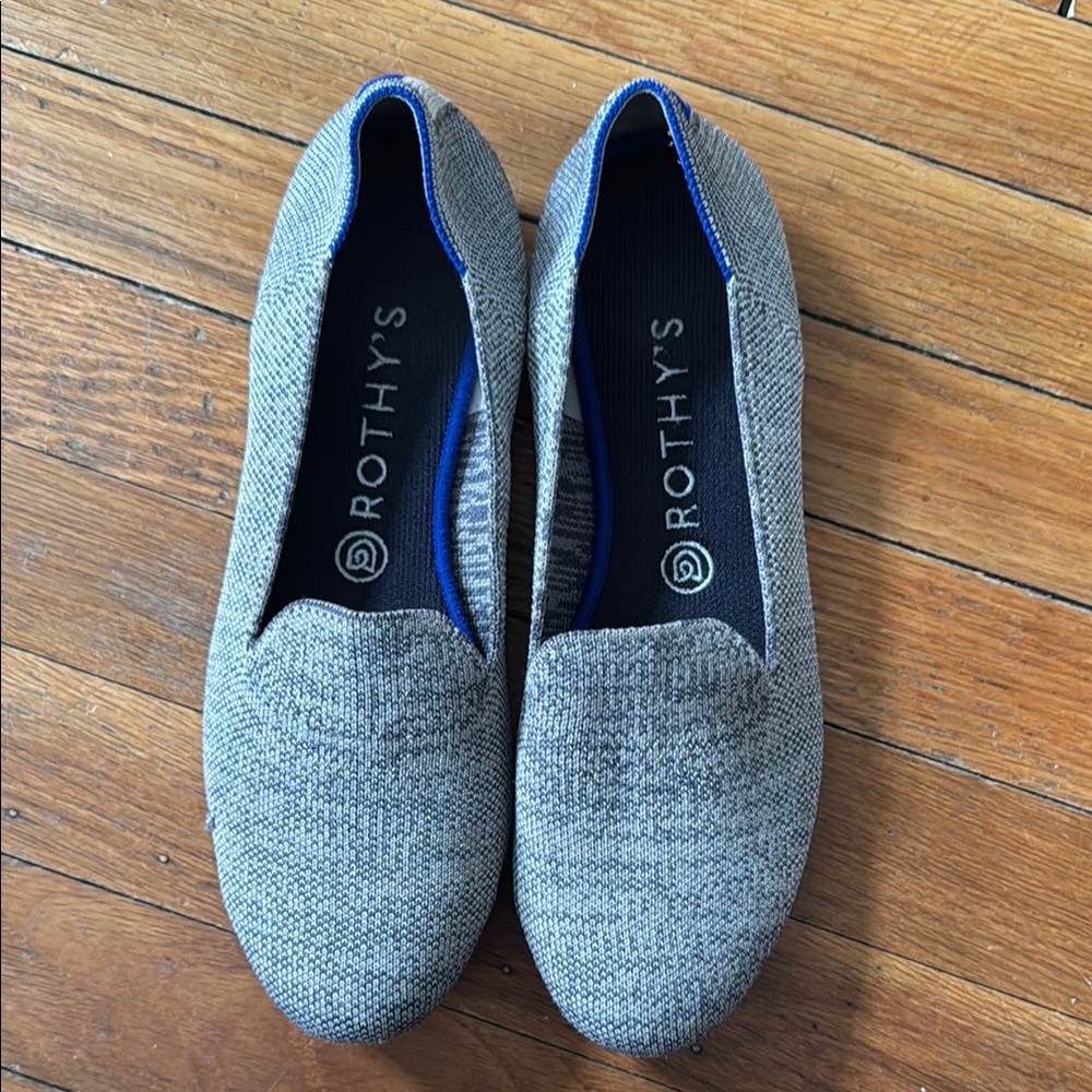 Rothy's Gray Loafers with Blue Trim
